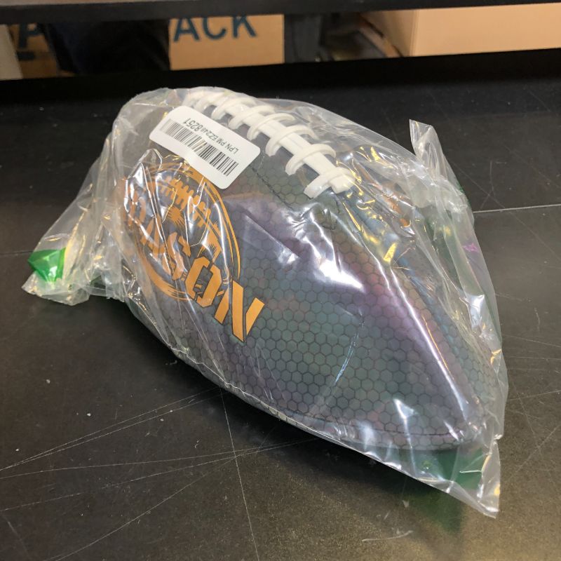 Photo 1 of KPASON Football Holographic Football Official Size 9, Reflective Bright Composite Leather Footballs for Teens and Adults
