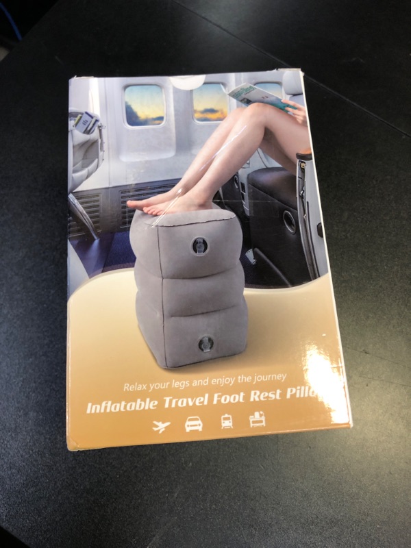 Photo 1 of Sunany Inflatable Foot Rest Pillow for Travel, Kids/Adults Airplane Travel Pillow-Adjustable Height Cushions,for Kids to Sleep While Traveling,Suitable for Office, Home and Any Travell (1 Pack)