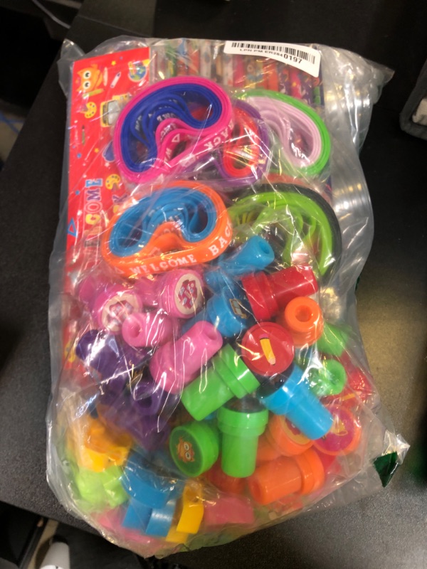 Photo 1 of Aneco 288 Pieces 36 Set Back to School Stationery Set First Day of School Cups with Lids Bracelets Pencil Sharpeners Erasers Stamps Cards for Classroom Party Exchange Gift Reward Prizes