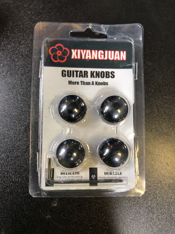 Photo 1 of XIYANGJUAN 4Pcs Metal Guitar Knobs Black Volume Tone Speed Control Knob Dome Knobs with Allen Keys Screws for Fender Telecaster Gibson Les Paul Electric Guitar Bass (Black)