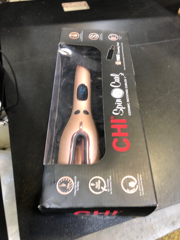 Photo 1 of CHI Spin N Curl, Curling Iron For Healthy & Shiny Effortless Curls & Waves, Provides Preset Temperature Settings For Each Hair Texture, Rose Gold
