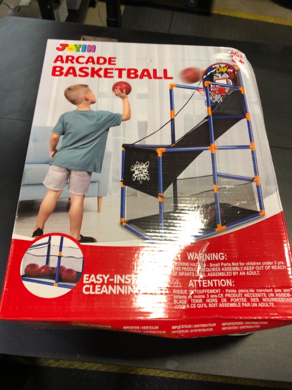 Photo 1 of JOYIN Arcade Basketball Game Set with 4 Balls and Hoop for Kids 3 to 12 Years Old Indoor Outdoor Sport Play - Easy Set Up - Air Pump Included - Ideal for Competition