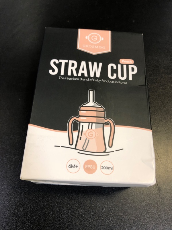 Photo 1 of GROSMIMI Spill Proof no Spill Magic Sippy Cup with Straw with Handle for Baby and Toddlers, Customizable, PPSU, BPA Free 6 oz (Peach)