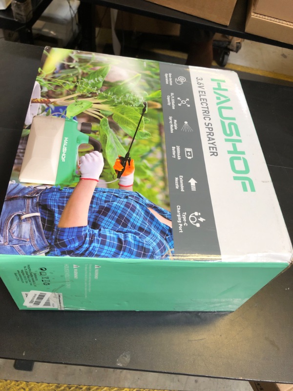 Photo 1 of HAUSHOF 1.35 Gallon/5L Battery Powered Sprayer, Rechargeable Sprayer for Lawn, Indoor/Outdoor Plant with Adjustable Nozzles Shoulder Strap