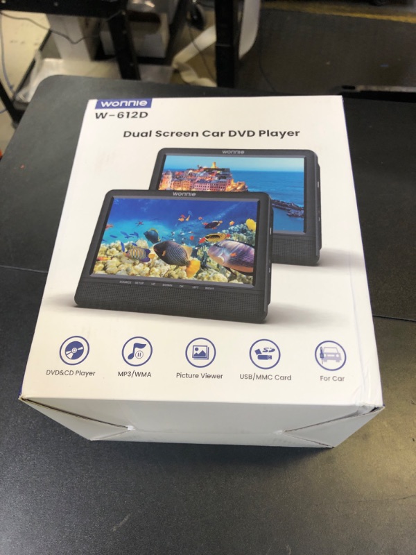 Photo 1 of WONNIE 7.5 Inch Car DVD Player, Portable DVD Player for Car Play The Same or Two Different Movies with Headrest Strap, Support Last Memory, AV Out/in, USB/SD, All Regions