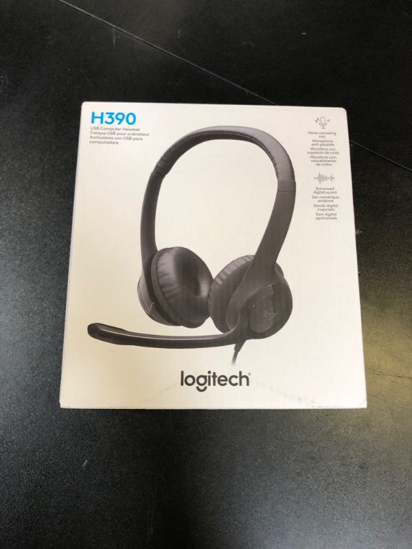 Photo 1 of Logitech H390 Gaming Headphones, Wired Headphones with Mic, USB Headset with Microphone for PC, Noise Cancelling Microphone for Video Meetings, Music, Gaming - Black