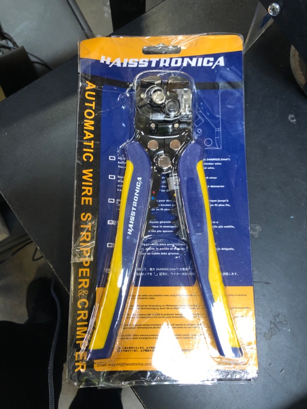 Photo 1 of haisstronica Self-Adjusting Wire Stripper, 3 in 1 Stripper/Cutter/Crimping Heavy Duty Automatic Electrical Wire Strippers for 10-24 AWG