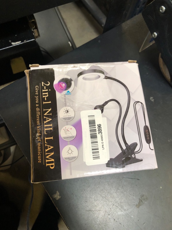 Photo 1 of AORAEM LED UV Nail Lamp: Double-Headed Gooseneck U V Lamp for Gel Nails, LED Flash Cure Light with 6X Magnifier Home DIY Salon, Pink