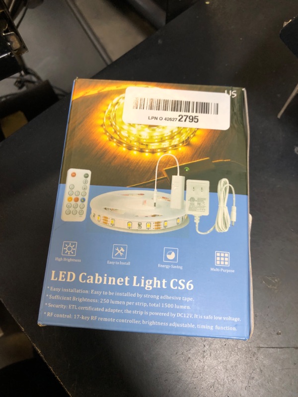 Photo 1 of WOBANE Under Cabinet LED Lighting Kit, 6 PCS Dimmable LED Strip Lights with Remote Control Dimmer, 24W Adapter, Hidden 2700K Warm White Set, Bright 1500lm, Timing, Kitchen, Counter, Shelf, Showcase