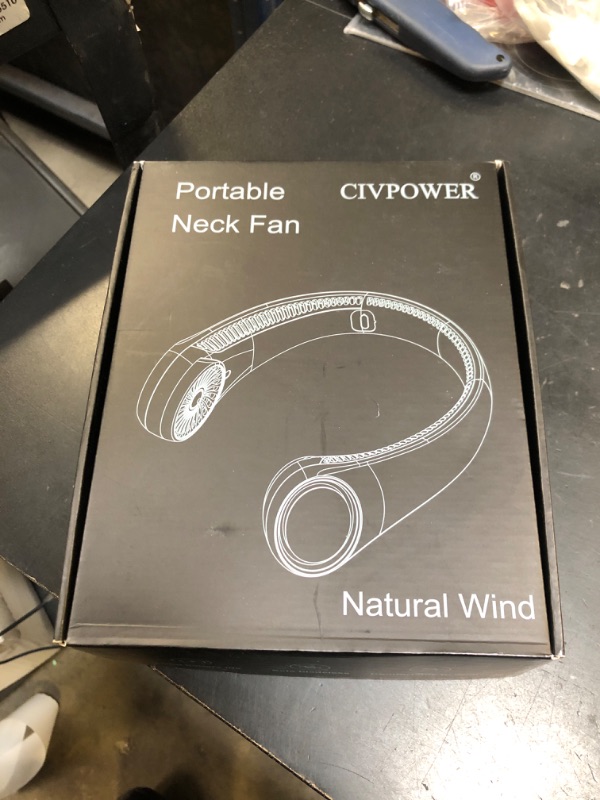 Photo 1 of CIVPOWER Neck Fan: Portable Personal Neck Cooling Rechargeable Bladeless Fan - Hands Free 3 Speed 4000 mAh Battery USB Operated Wearable Headphone Design - for Men Women Outdoor Indoor (White)