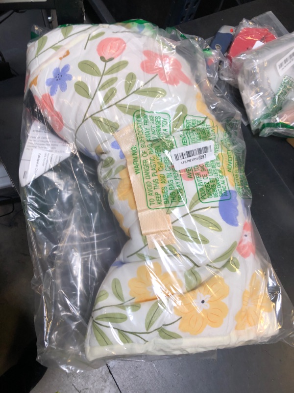 Photo 1 of Wake In Cloud - Cot Nap Mat with Pillow and Blanket, for Toddler Kids Boys Girls in Daycare Kindergarten Preschool Pre K with Elastic Corner Straps, Floral Botanical Flowers, Green Yellow Red