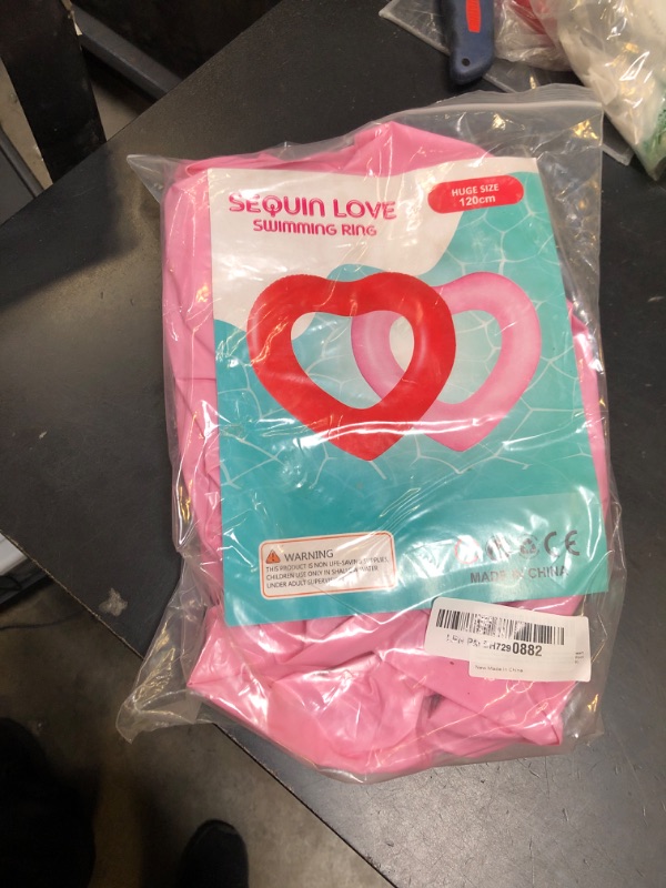 Photo 1 of Whaline 3Pcs Inflatable Heart Pool Float Pink Swim Heart Shaped Pool Rings Float Loungers Tube for Summer Pool Beach Bachelorette Party, 47.3 x 39.4 Inch