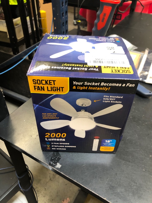 Photo 1 of OSTIVE Socket Fan Light with Remote: 18'' Small Ceiling Fans with Lights, 2000 Lumens Dimmable Led Bulb, 3 Colors 3000K-6500K, Easy Install Screw in E26 Base for Bedroom Living Room Kitchen Garage