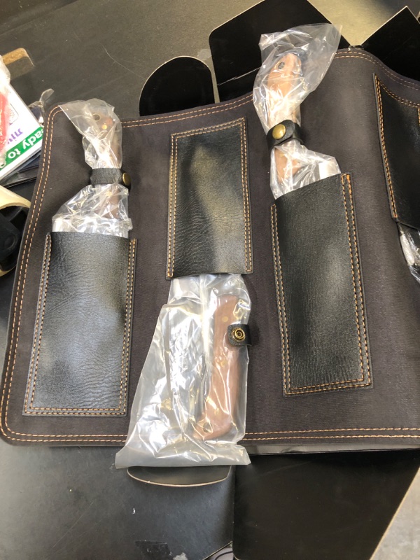 Photo 1 of HOSHANHO Butcher Knife Set, Hand Forged Butcher Chef Knife Set with Roll Bag, Sharp Meat Cleaver Knife & Bone Chopper Knives & Fillet Knives for Home & Camping & BBQ Gift for Men