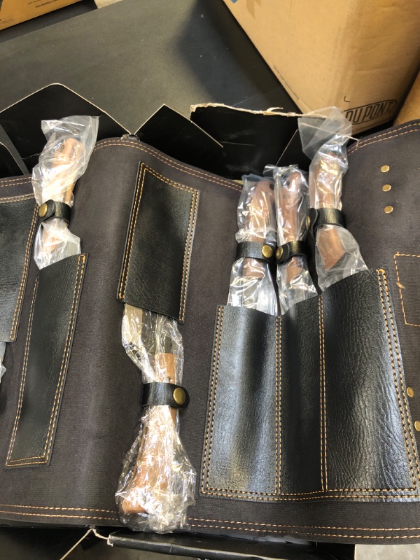 Photo 1 of HOSHANHO Butcher Knife Set, Hand Forged Butcher Chef Knife Set with Roll Bag, Sharp Meat Cleaver Knife & Bone Chopper Knives & Fillet Knives for Home & Camping & BBQ Gift for Men