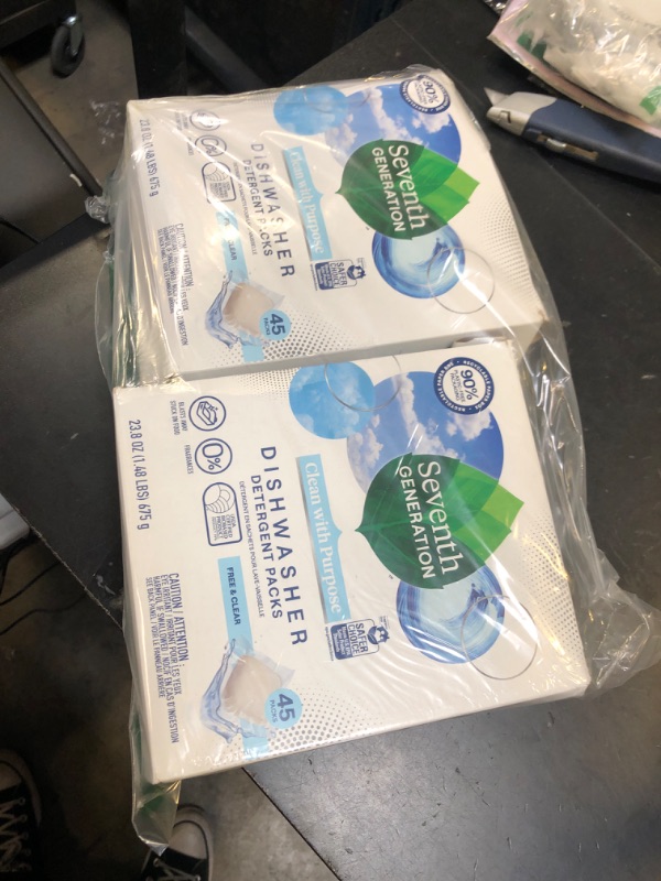 Photo 1 of Seventh Generation Dishwasher Detergent Packs Free & Clear Pack of 2 for sparkling dishes Dishwasher tabs 45 count