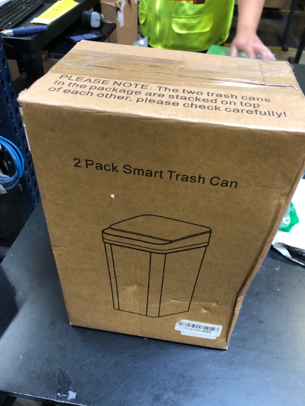 Photo 1 of Yatmung 2 Pack - Skinny Trash Bin Sensor Motion 2.5 Gallon Touchless Bathroom Trash Can - Smart Trash Can with Lid - Electric, Narrow, Plastic, Auto Open - Small Slim Automatic Garbage Can (Black)