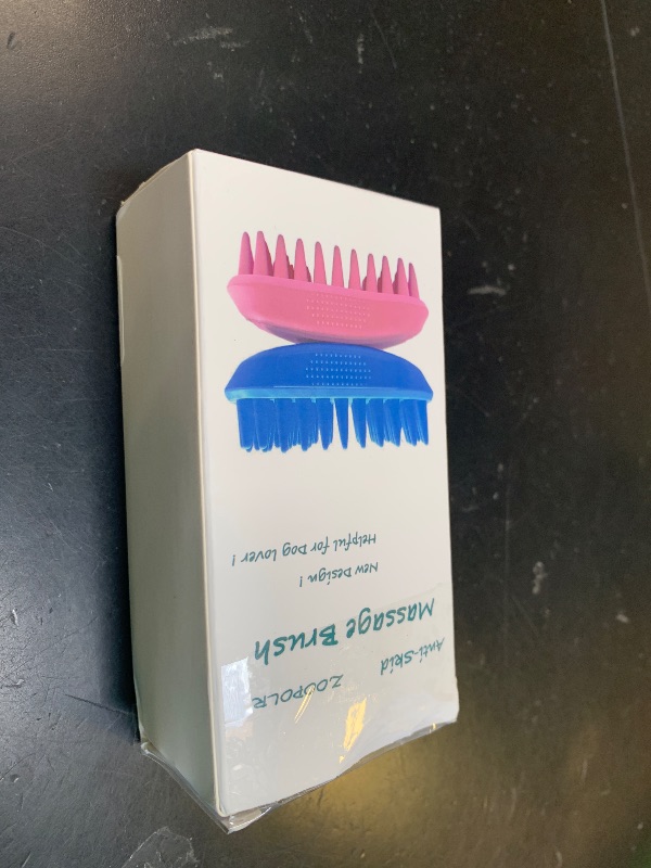 Photo 1 of Pet Silicone Shampoo Brush for Long & Short Hair Medium Large Pets Dogs Cats, Anti-skid Rubber Dog Cat Pet Mouse Grooming Shower Bath Brush Massage Comb (Blue (New))