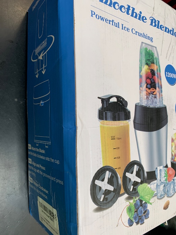 Photo 1 of Colarlemo 12-Piece Smoothie Blender Maker 25,000 RPM Personal Blender for Ice Crushing Smoothies & Frozen Drinks Nuts with 23oz, 32oz, 37oz Portable Cups Two 6-Leaf Stainless Steel Blades, Silver
