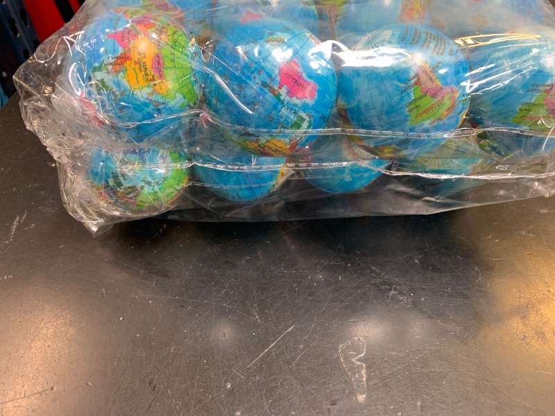 Photo 1 of Wang-Data 24 Pack Squeezable World Stress Balls for Mini World Globe Earth Ball - Pressure Relieving Health Balls Globe Pattern Balls (2.5" Inches)