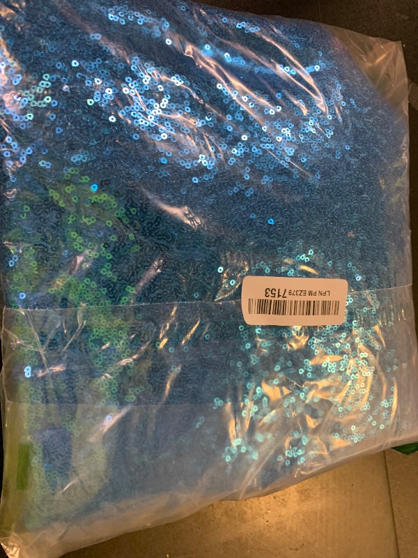 Photo 1 of B-COOL Rectangle Sequin Tablecloth Aqua Blue Table Cloths Seamless Tablecloth 60x102 Inch for Wedding Mermaid Theme Party Banquet