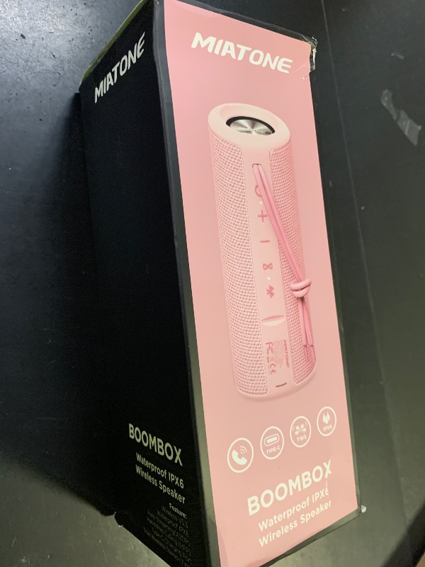 Photo 1 of MIATONE Boombox Outdoor Portable Bluetooth Speaker Waterproof Wireless Speakers Gifts for Women Mothers Mom Wife Her - Pink
