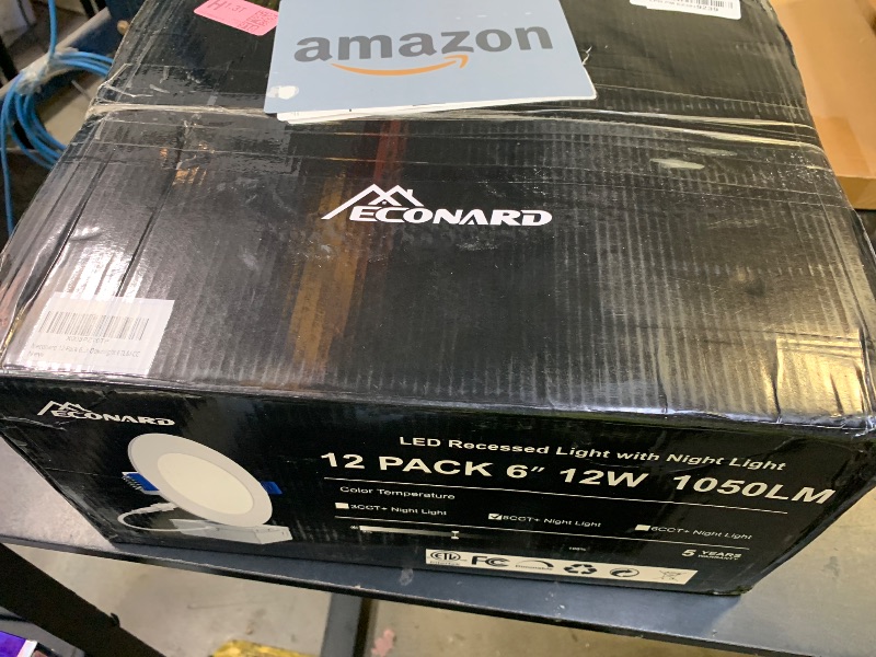 Photo 1 of Meconard 12 Pack 6 Inch 5CCT LED Canless Recessed Lighting with Night Light, 2700K/3000K/3500K/4000K/5000K Selectable Ultra-Thin LED Ceiling Lights, 12W=110W, 1050LM, Dimmable Wafer Downlight ETL&FCC