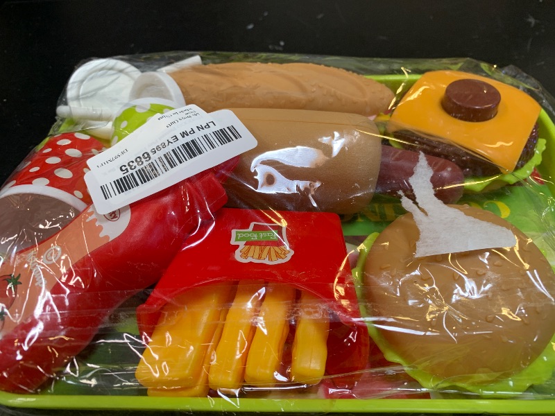 Photo 1 of FINGOOO Pretend Play Food Set, Hamburger Fries Pizza Popcorn Toys Role Play Take Apart Educational Gift for Kids Boys Girls
