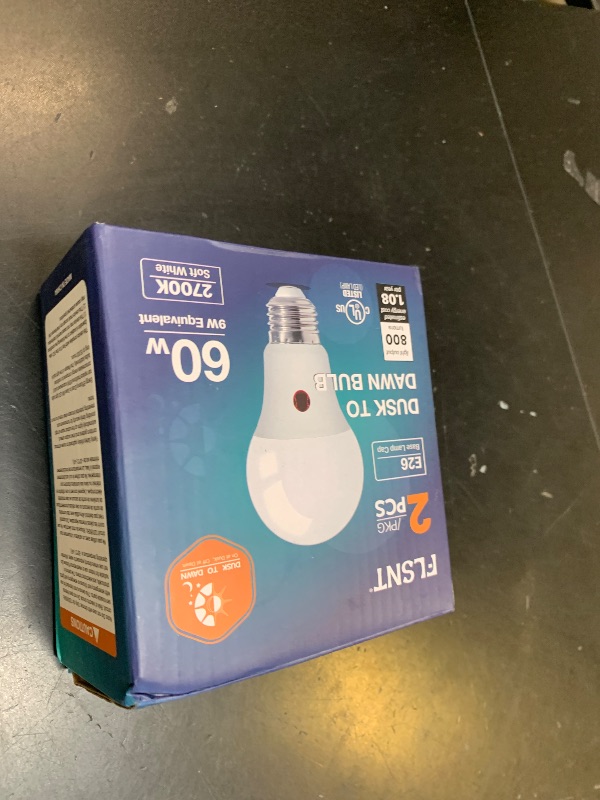 Photo 1 of FLSNT Dusk to Dawn Outdoor Sensor A19 LED Edison Bulbs, 9W (60W Eqv.), 800LM,Vintage Filament E26 Base, Auto On/Off Photocell Automatic for Energy-Efficient Outdoor Lighting, 2700K Soft White, 2 Pack