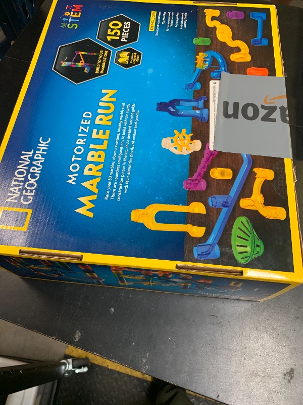 Photo 1 of National Geographic Marble Run with Motorized Elevator - 150-Piece Marble Maze Kit with Motorized Spiral Lift, 30 Marbles, Storage Bag & More, Perpetual Motion Machine, Kids Physics Toys