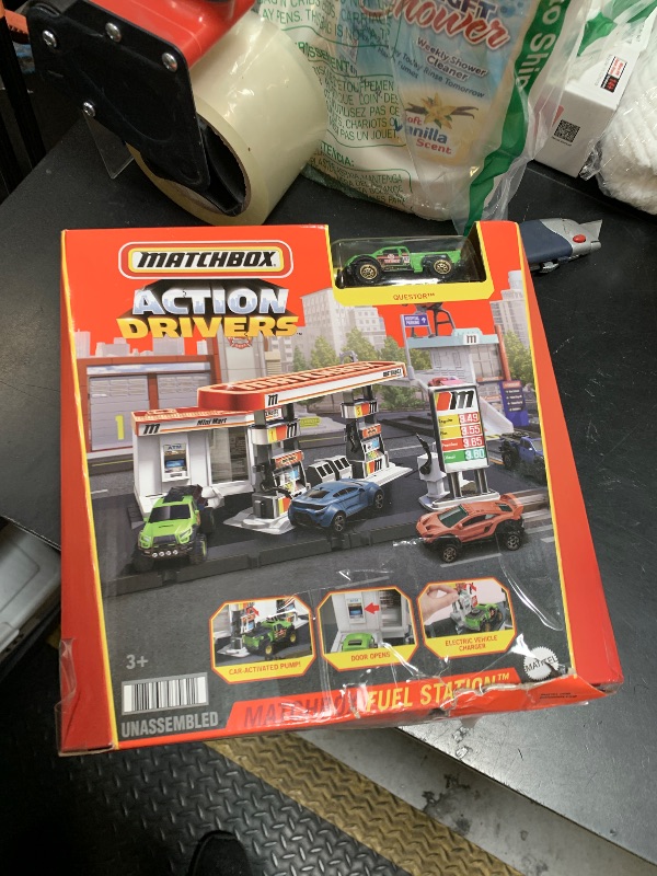 Photo 1 of Matchbox Toy Cars Playset, Action Drivers Fuel Station & 1:64 Scale Toy Truck, Moveable Gas Hoses & Car-Activated Features