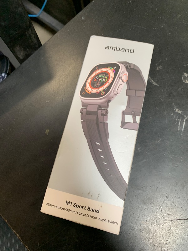 Photo 1 of amBand Bands Compatible with Apple Watch Ultra 3/2/1 49mm, M1 Sport Series Rugged Durable Strap with Metal Connector to Match Ultra's Titanium Case for iWatch 49 mm Men Black Brushed
