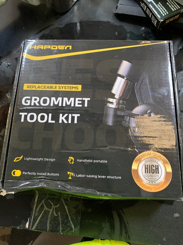 Photo 1 of HAPDEN Grommet Tool Kit, 3/8 inch Handheld Eyelet Kit Manual Grommet Press Machine with 500 pcs 10 mm Grommets