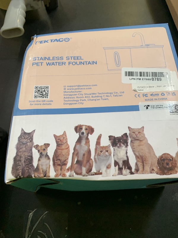 Photo 1 of PEKTACO Cat Water Fountain - 3.2L/108oz Stainless Steel Pet Water Drinking Fountain for Cats Indoor, Dog Water Fountain with Water Level Window