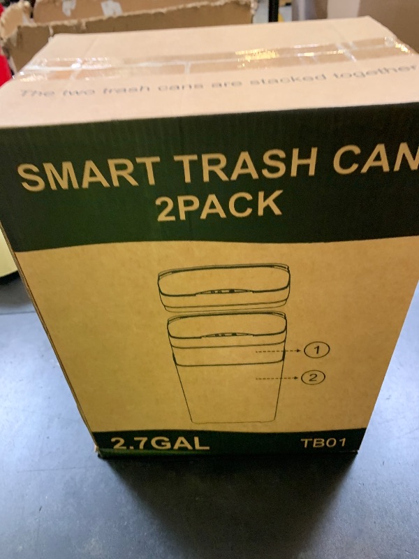 Photo 1 of Vanpopubs 2 Pack 2.7 Gal Bathroom Trash Can with Lid, Automatic Trash Can Small Smart Garbage Can Touchless, Slim Motion Sensor Waterproof Plastic Trash Bins for Bedroom Office Kitchen Toilet