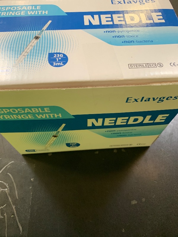 Photo 1 of 100 Pack Disposable 3ml/cc Lab Syringes with 23Ga 1 Inch Needle Luer Lock, Individually Sealed Packed