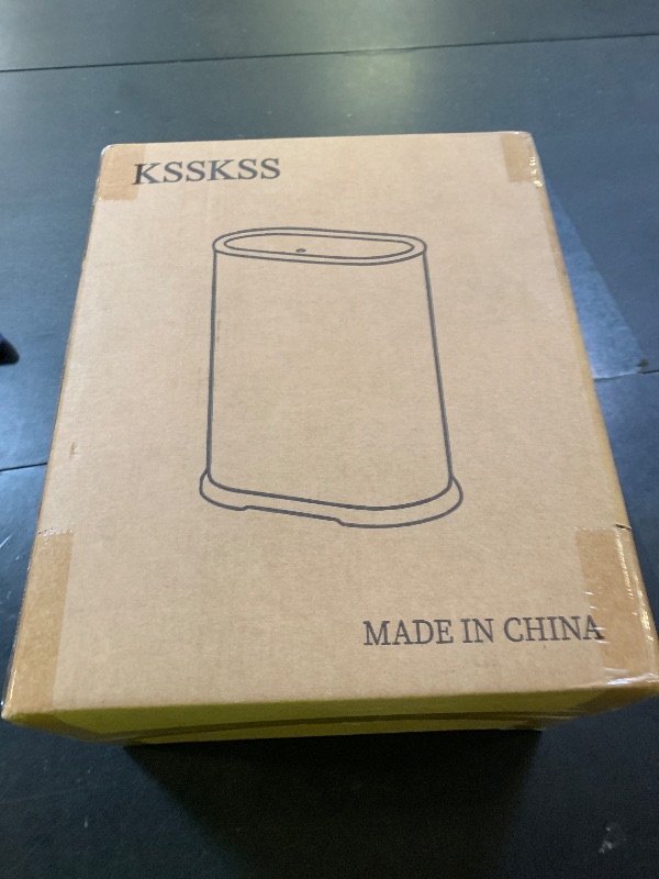 Photo 1 of KSSKSS 1.8 Gallons Small White Bathroom Trash Can with Lid, Slim Bathroom Garbage Bin, Removable Liner Bucket, Dog Proof Trash Can with Pop-Up Lid for Bedroom,Toilet