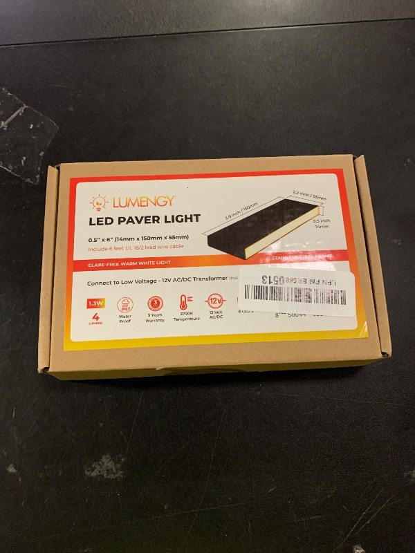 Photo 1 of LUMENGY Paver Light Slim 0.5x6 Inch Glare-Free Steel Brick Lighting for Pavers, Walls, Driveway & Pathway Borders 2700K Warm White, Waterproof, Drive-Over Rated - 12V AC/DC
