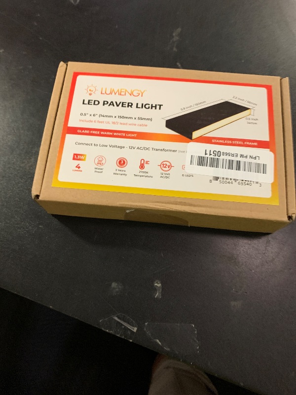 Photo 1 of LUMENGY Paver Light Slim 0.5x6 Inch Glare-Free Steel Brick Lighting for Pavers, Walls, Driveway & Pathway Borders 2700K Warm White, Waterproof, Drive-Over Rated - 12V AC/DC