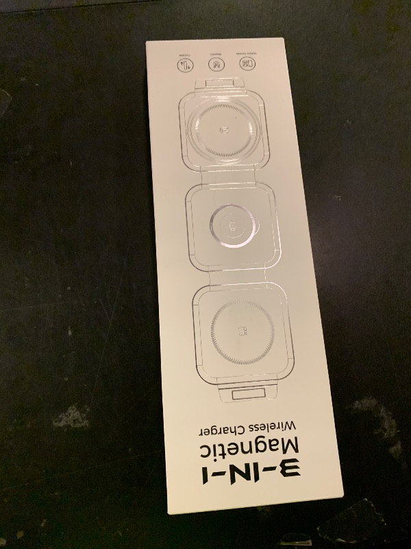 Photo 1 of 3 in 1 Charging Station for Apple Multiple Devices, Foldable Magnetic Fast Wireless Charger Dock, Travel Charging Pad for iPhone 17 16 15 14 13 12 Pro Max Plus Apple Watch Series & AirPods 4/3/2/Pro