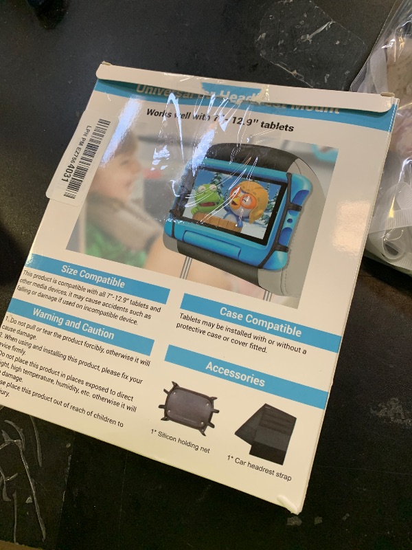 Photo 1 of WONNIE Tablet Holder for Car, Upgraded iPad Holder for Car Mount Headrest, iPad Mount Back Seat for Kids with Anti-Slip Strap, Silicone Holding Net/Fits All 7-12.9'' Tablets