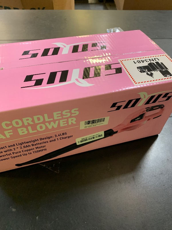 Photo 1 of SOYUS Leaf Blower, 20V Leaf Blower Cordless with 2x2.0Ah Battery and Charger, 150 MPH Electric Leaf Blowers with Two-Speed Mode, Blowers for Lawn Care, Debris Dust Cleaning?Pink?