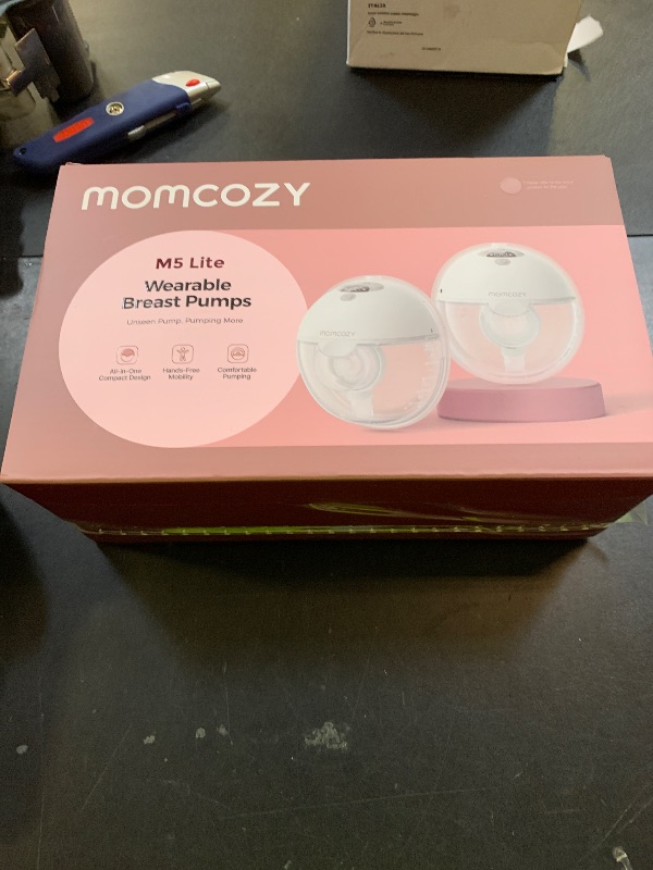 Photo 1 of Momcozy M5 Lite Hands-Free Wearable Breast Pump, DoubleFit Flange for Baby-Like Comfort, 3 Modes & 9 Suction Levels, No Flange Insert or Hard Carry Case, 24mm, 2-Pack, Cozy Red
