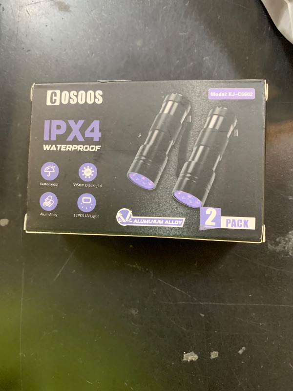 Photo 1 of COSOOS 2 Pack UV Flashlight, 12 LED Handheld Blacklight Flashlight 395nm Mini Light Torch Detector for Dog Pet Urine Stains, Bed Bugs and Scorpions. (Batteries not Included)