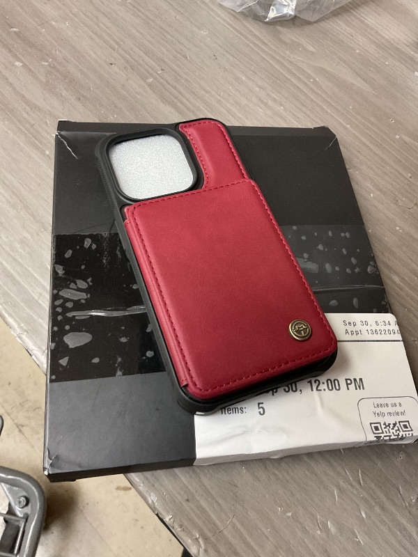 Photo 1 of Vinich for iPhone 15 Pro Wallet Case with Card Holder, RFID Blocking Credit Slots Kickstand Shockproof Phone Cover for Women Men, Burgundy