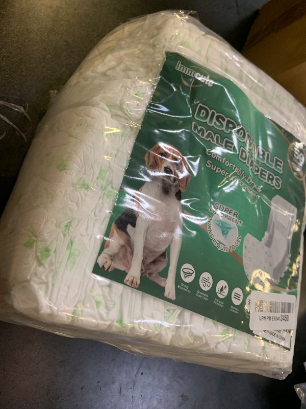 Photo 1 of IMMCUTE Dog Diapers Male Small 50 Ct, Male Dog Diapers Disposable with Wetness Indicator, Adjustable Puppy Diapers Male, Flashdry Gel Technology, Male Dog Wraps for Incontinence & Marking