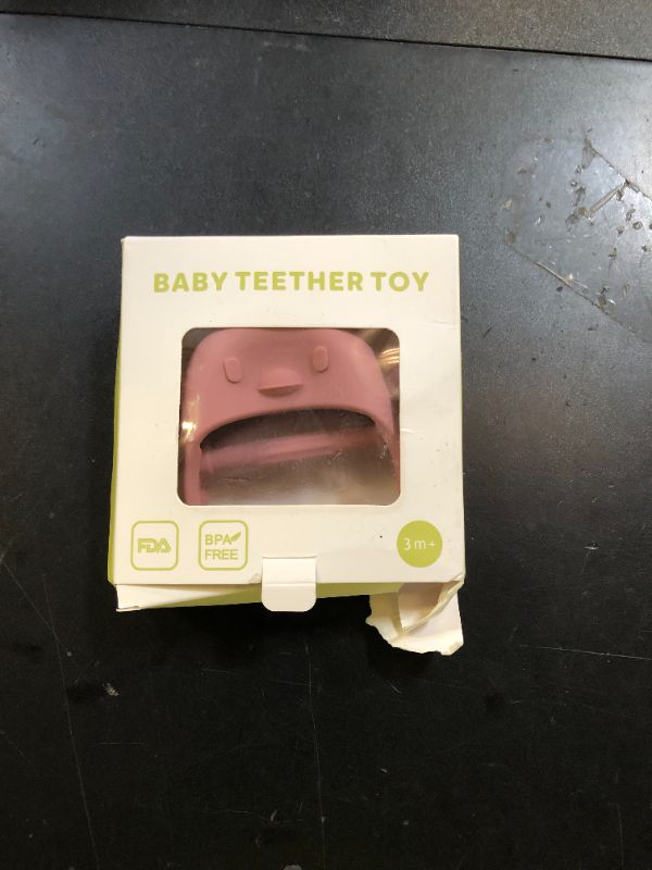 Photo 1 of Socub Silicone Baby Teether Toys for Infants 3-6 6-12 Months, BPA Free Anti-Drop Silicone Mitten Teething Toy, Baby Chew Toys for Sucking Needs, Newborn Essentials & Baby Shower Gifts Girls(Dark Pink)