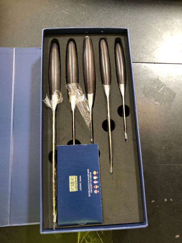 Photo 1 of HOSHANHO 5 Pieces Knife Set, Japanese High Carbon Stainless Steel Kitchen Knife Sets, Professional Ultra Sharp Chef Knives Set with Ergonomic Pakkawood Handle