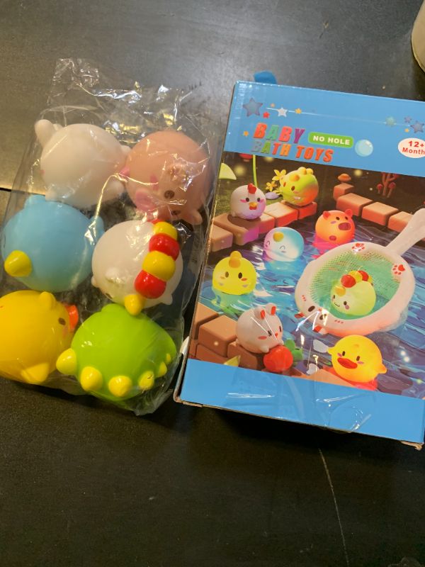 Photo 1 of Bath Toys Toddler No Hole Bath Tub Toys for Baby 6-12 Months Toys 12-18 Months 6PCS Animal Floating Bathtub Toys for Kids 1-3 Baby Shower for Infant Boys Girls (Light Up)