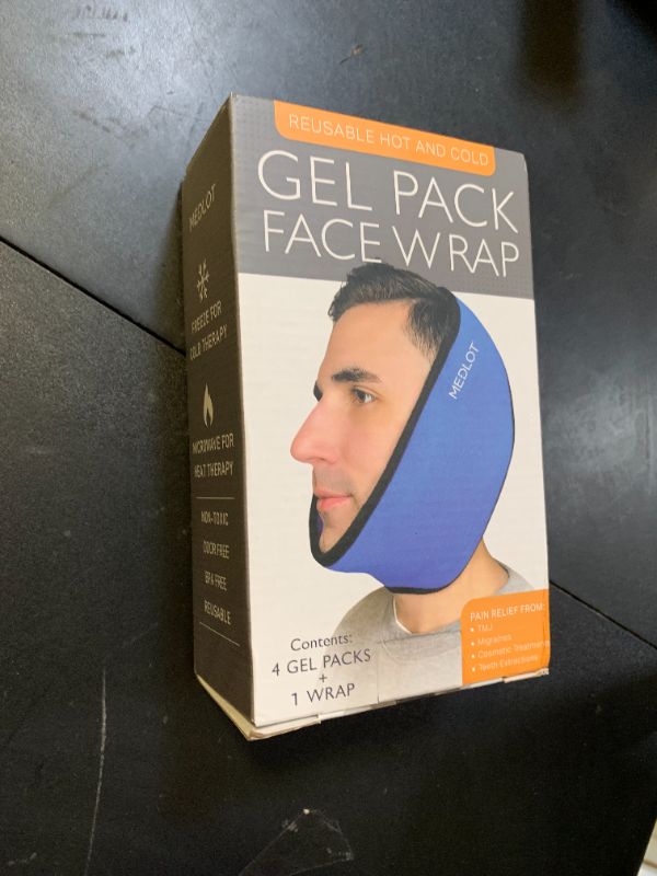Photo 1 of LotFancy Face Ice Pack Wrap for TMJ, Wisdom Teeth, with 4 Reusable Hot Cold Therapy Gel Packs, Pain Relief for Head, Oral and Facial Surgery, Dental Implants, Blue